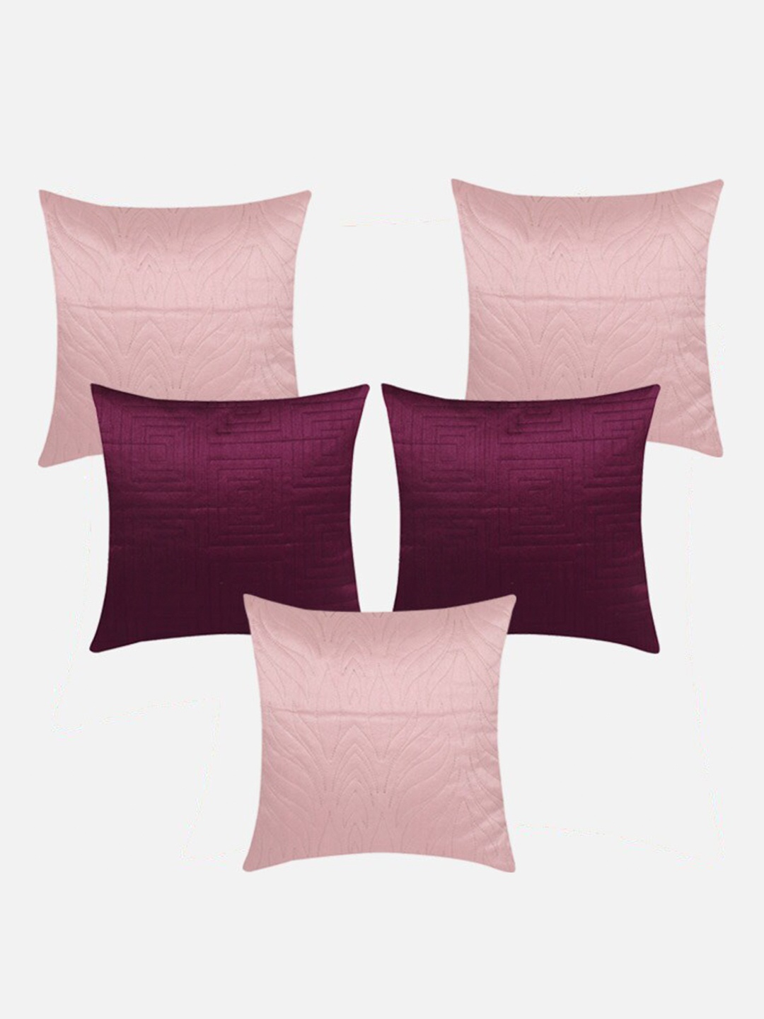 

Molcha Pink & Purple Set of 5 Floral Square Cushion Covers
