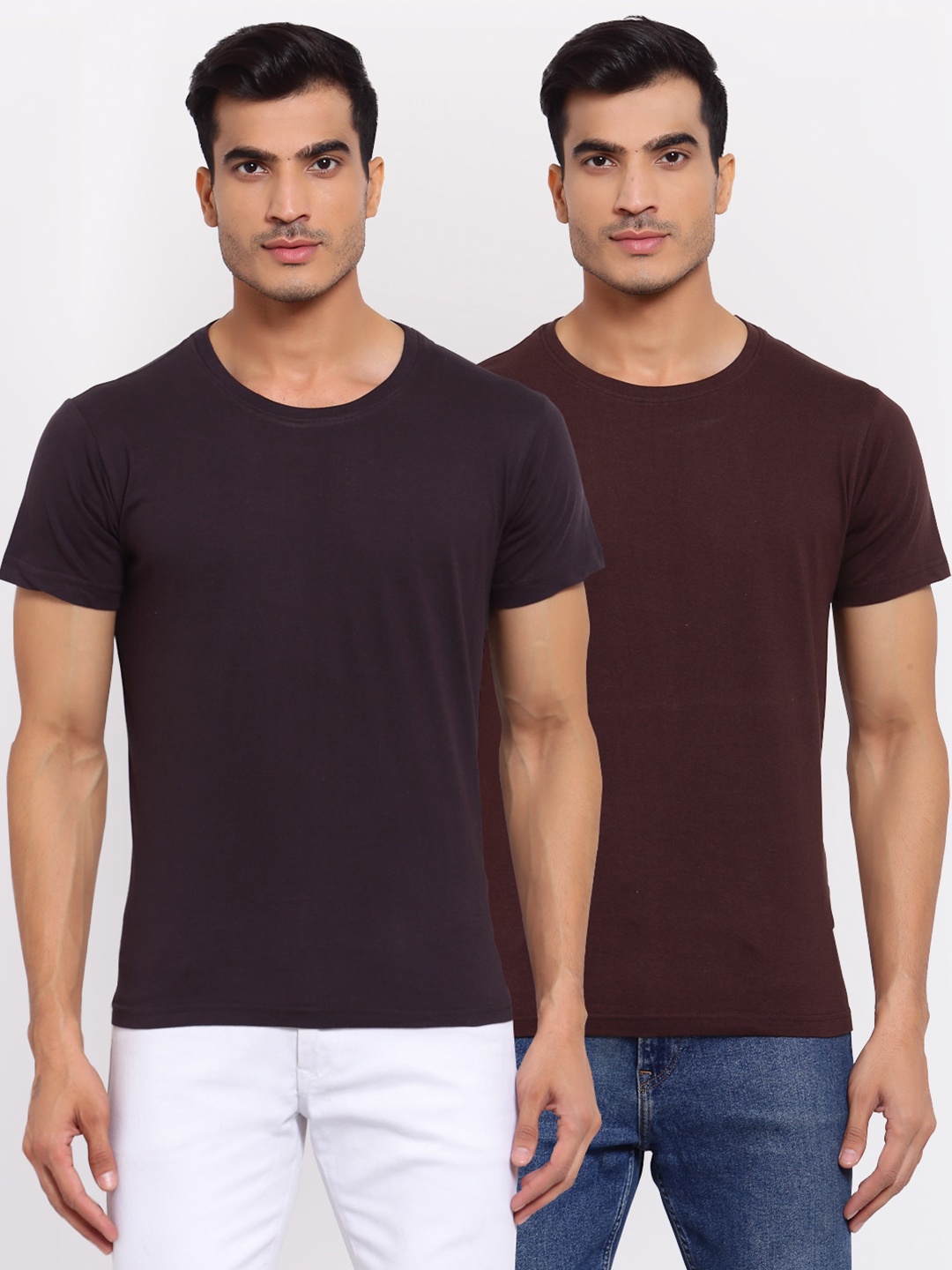 

FERANOID Men Pack Of 2 Cotton T-shirts, Champagne