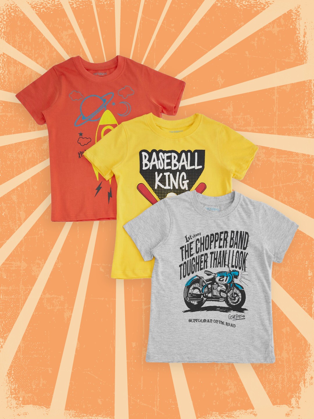 

Pantaloons Junior Boys Set of 3 Multi Typography Printed T-shirt