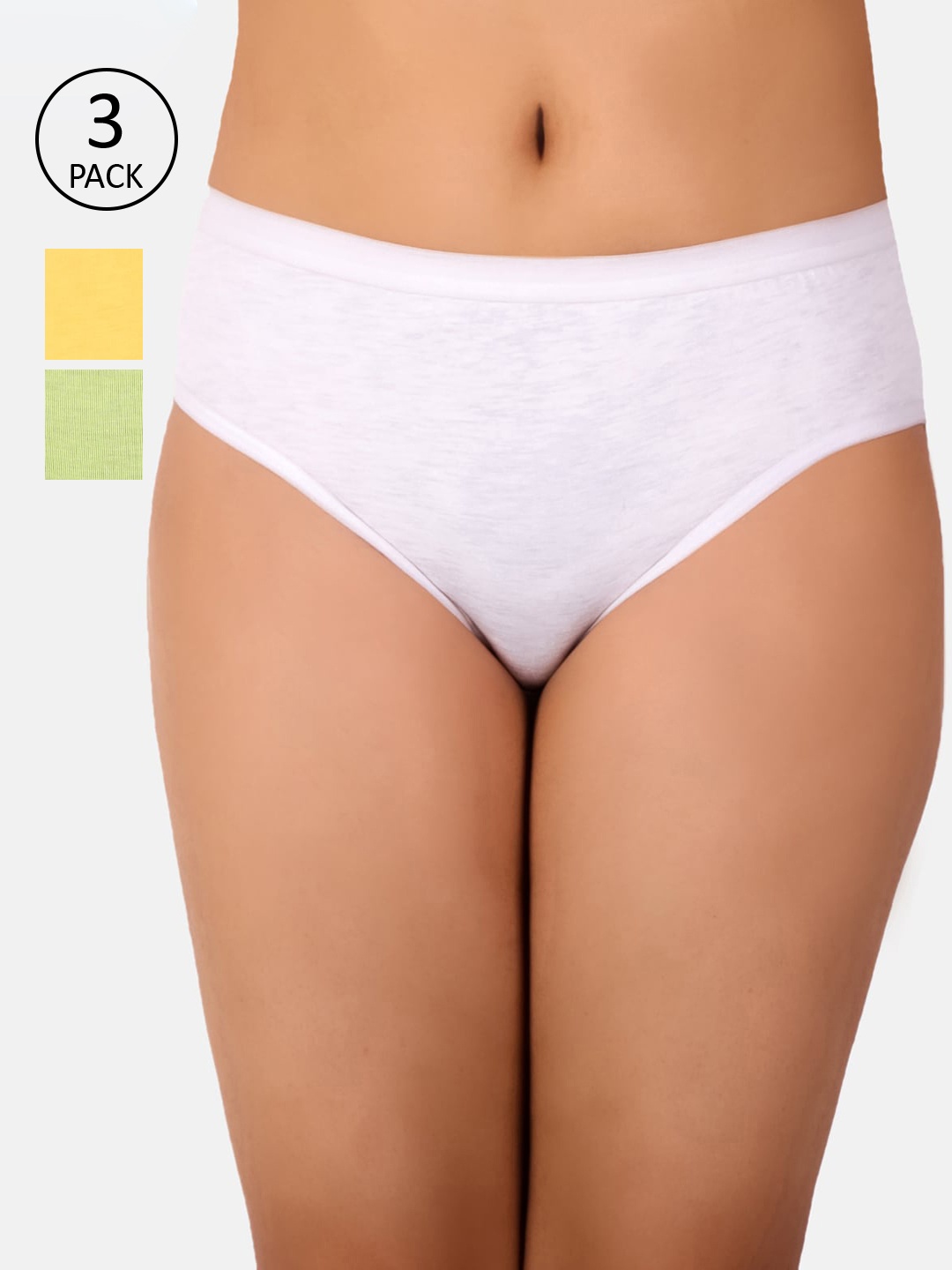

DressBerry Women Pack Of 3 Solid Hipster Briefs, Lime green
