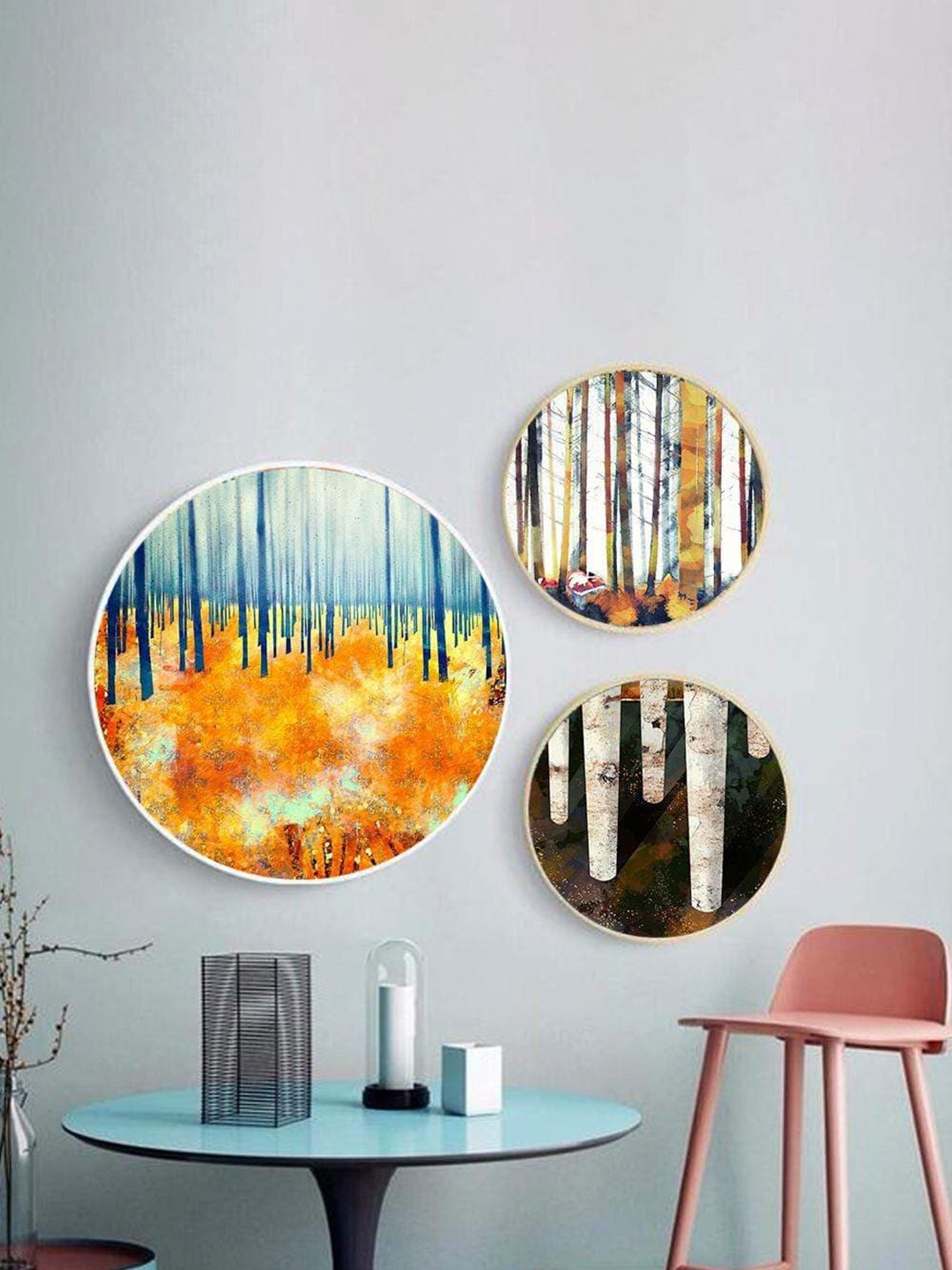 

THE ARTMENT Orange Set Of 3 Printed Medium Canvas Wall Art