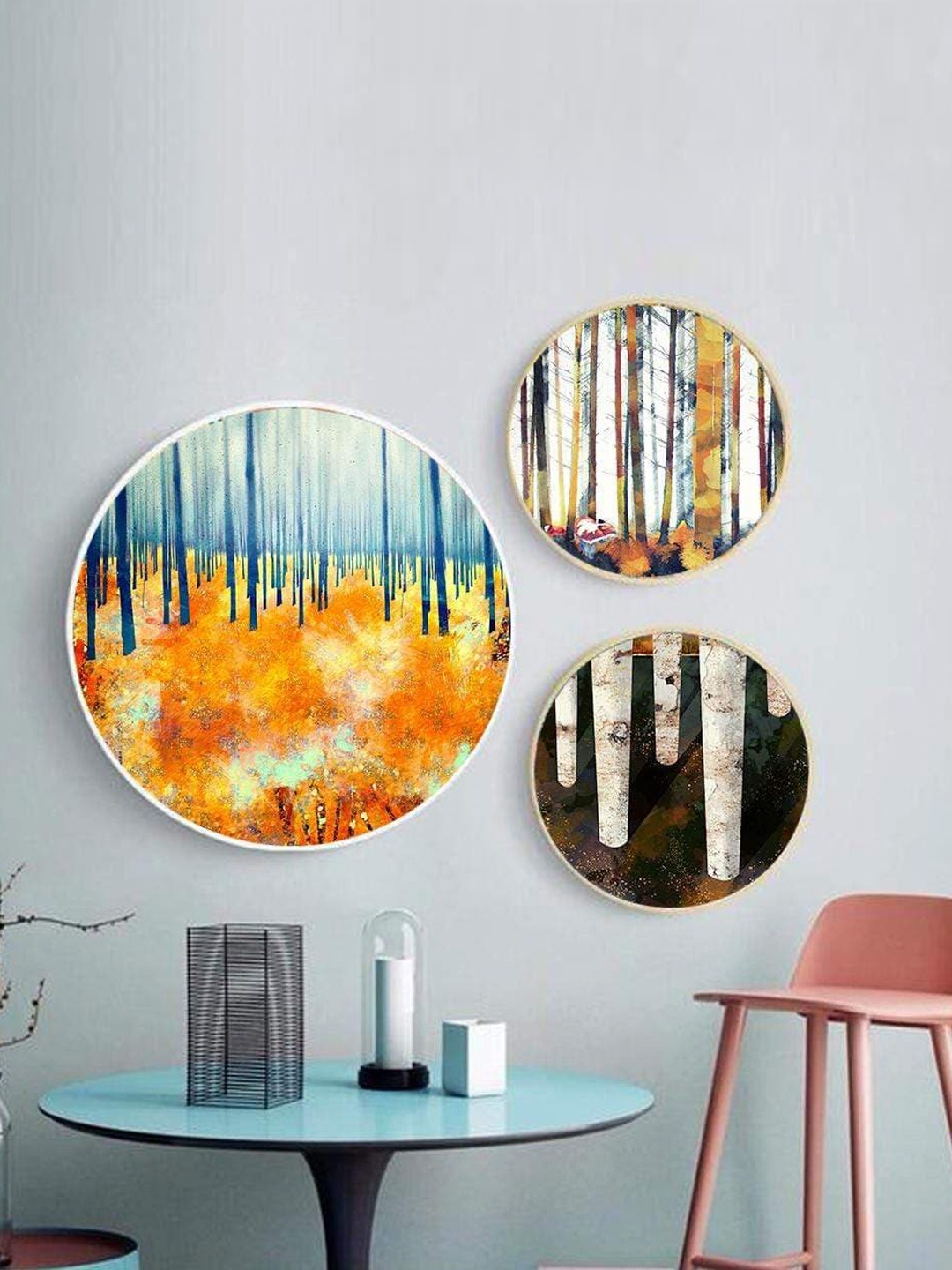 

THE ARTMENT Set of 3 Multi Into the Woods Canvas Wall Art