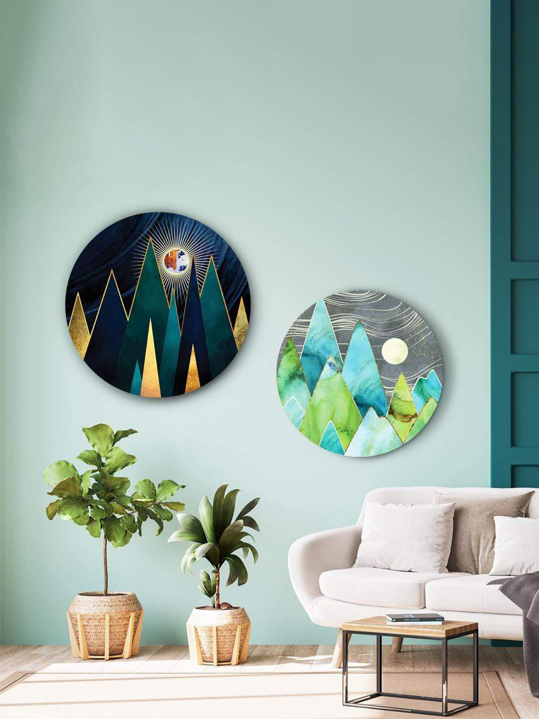 

THE ARTMENT Set of 2 Multicoloured The Lunar Life Canvas Matte Finish Wall Art, Multi