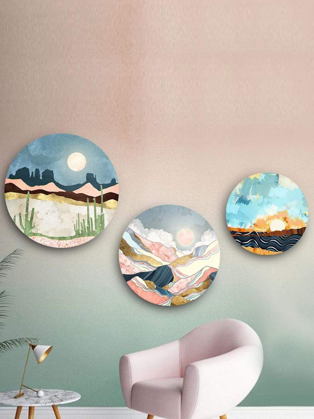 

THE ARTMENT Set of 3 Bright Sunny Day Canvas Matte Finish, Multi
