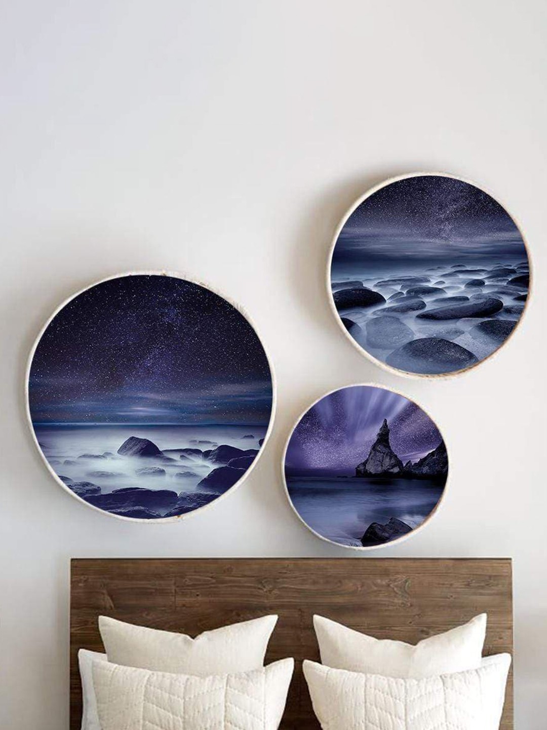 

THE ARTMENT Set of 3 Blue Lilac Night Canvas Matte Finish