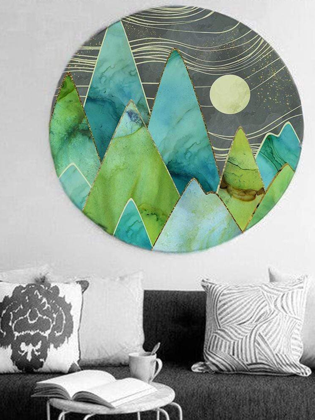 

THE ARTMENT Green & Grey The Lunar Life Canvas Matte Finish Wall Art