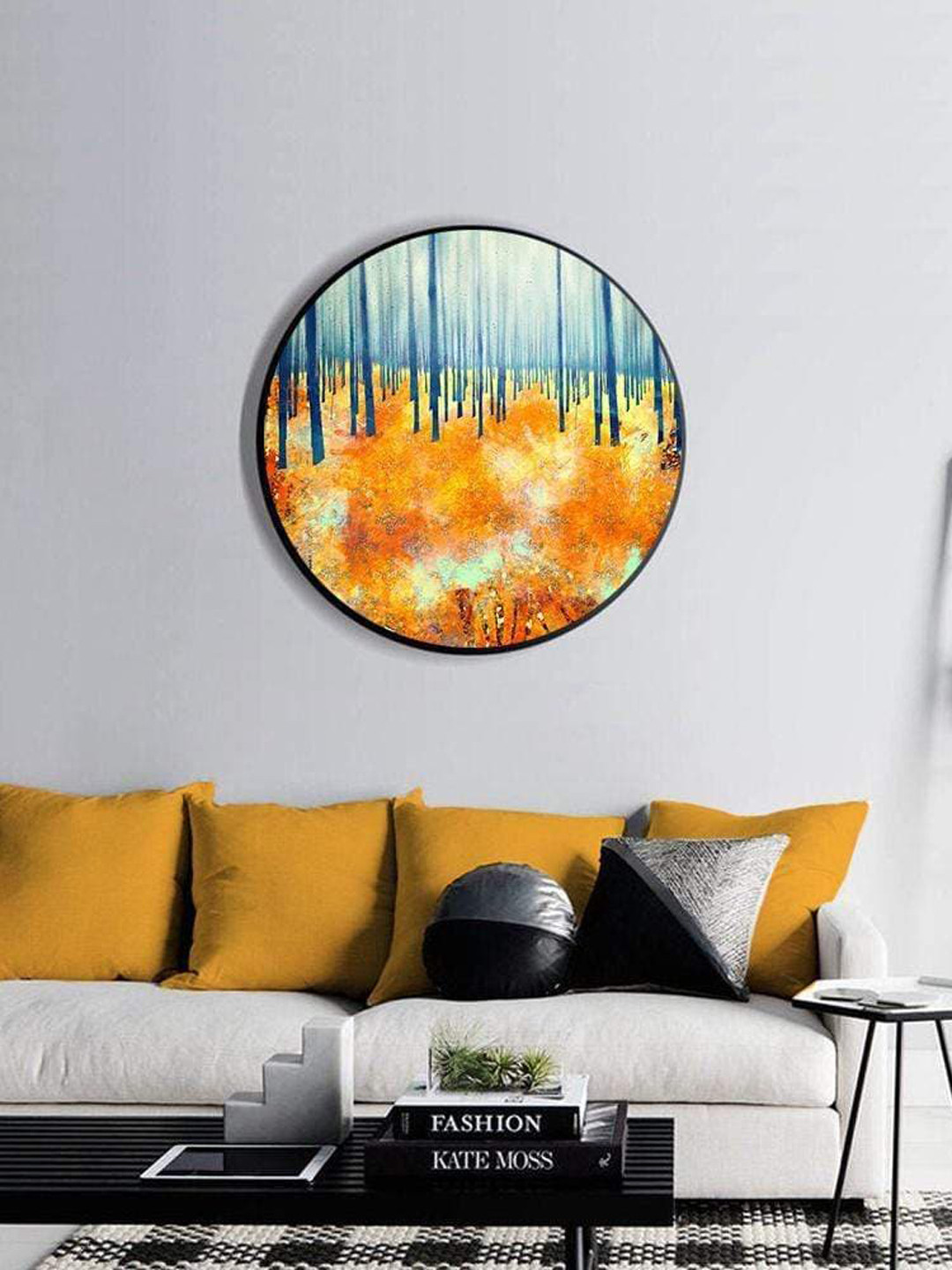 

THE ARTMENT Orange & Blue Printed Medium Canvas Wall Art
