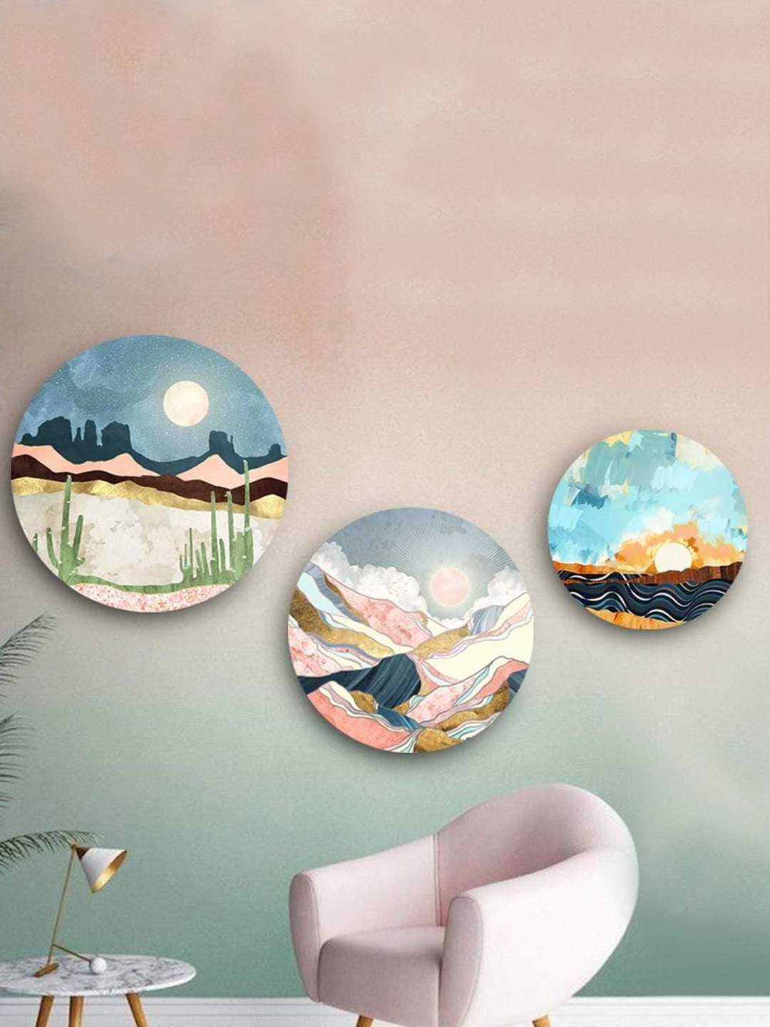 

THE ARTMENT Blue Set Of 3 Printed Small Canvas Wall Arts