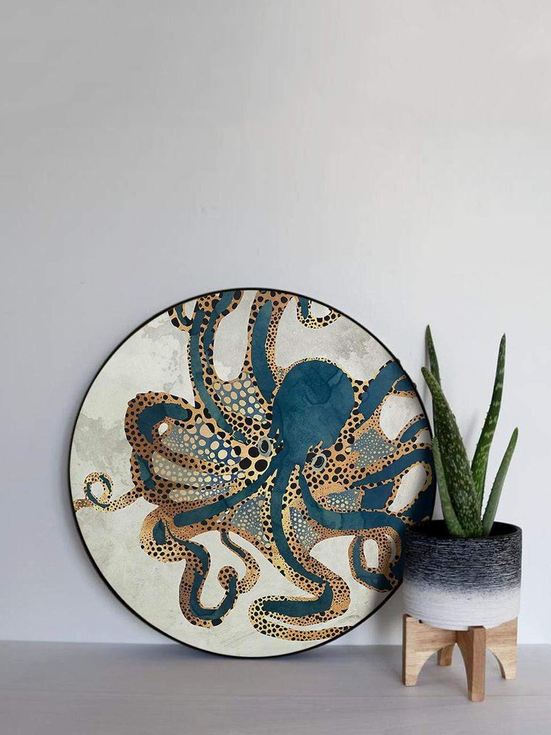 

THE ARTMENT Blue Wise Old Octopus Matte Finish Canvas Wall Art