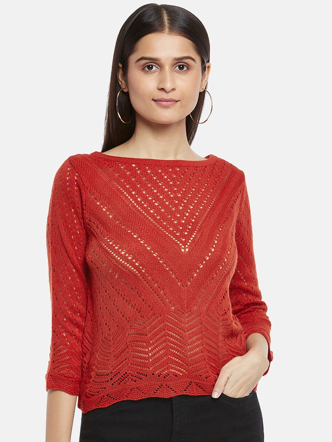 

People Women Rust Acrylic Pullover