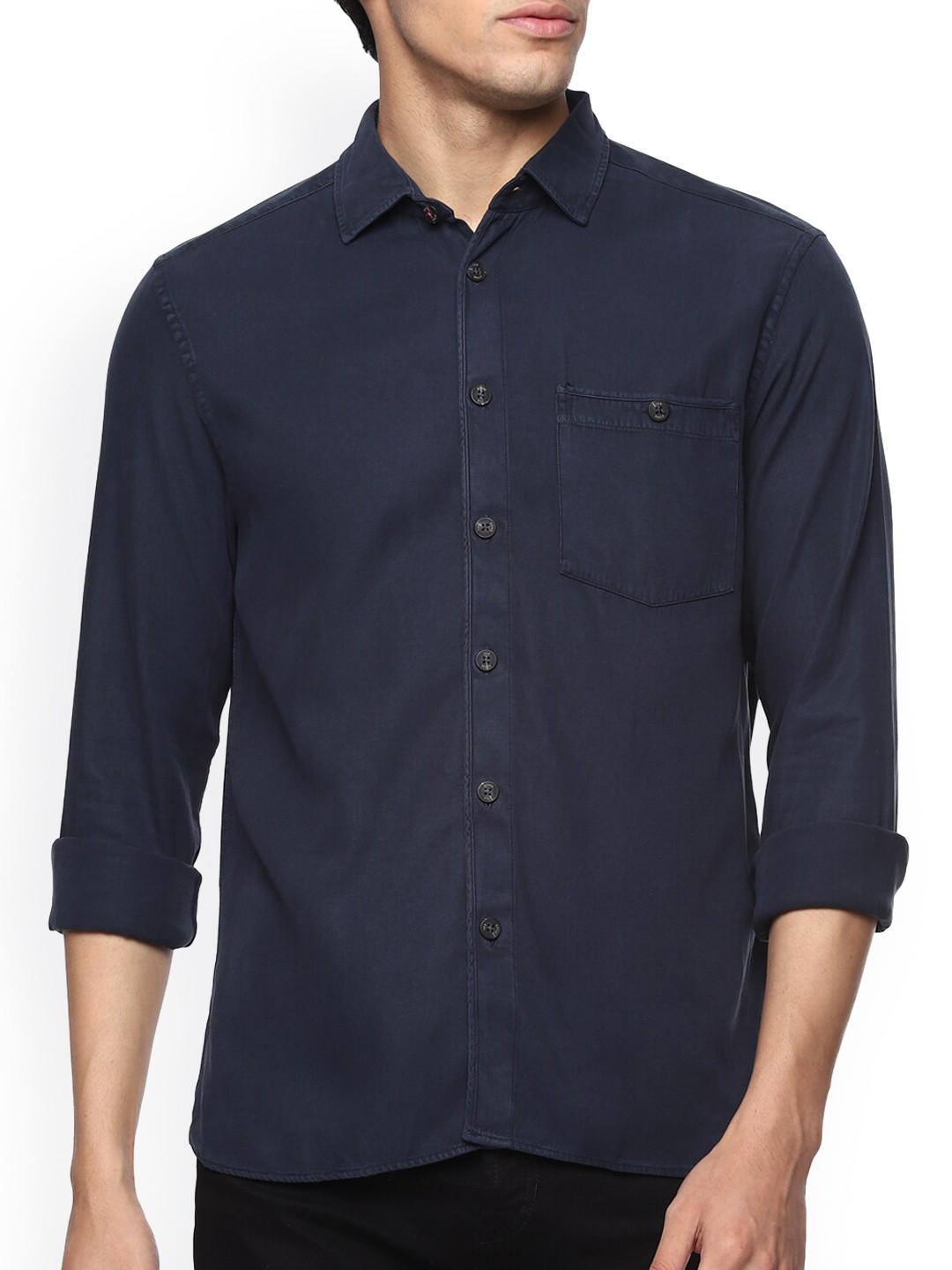 

Ted Baker Men Navy Blue Opaque Casual Shirt