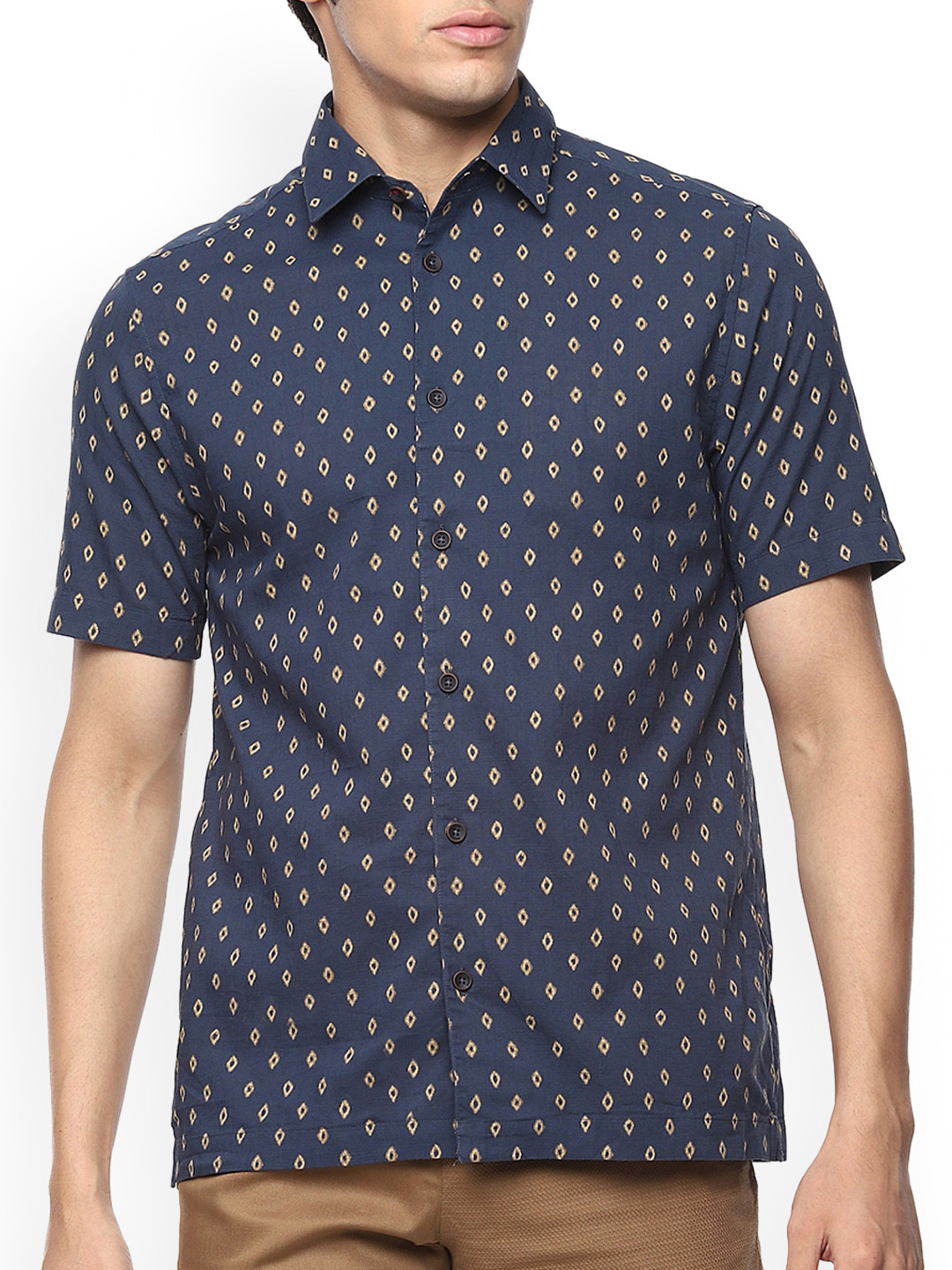 

Ted Baker Men Navy Blue Opaque Printed Casual Shirt