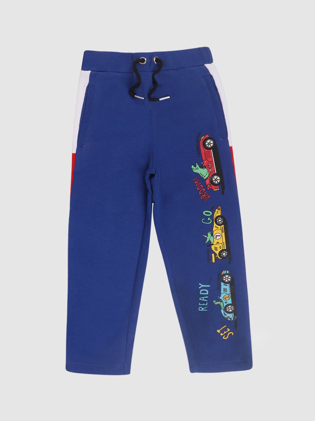 

Lazy Shark Boys Red & Blue Printed Cotton Track Pants, Navy blue