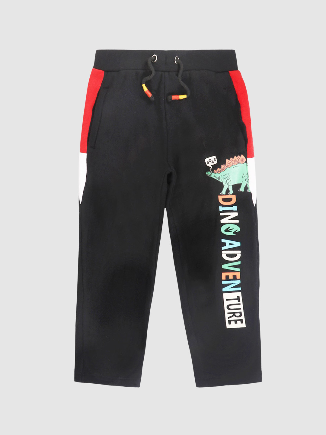 

Lazy Shark Boys Black & White Graphic Printed Cotton Track Pants