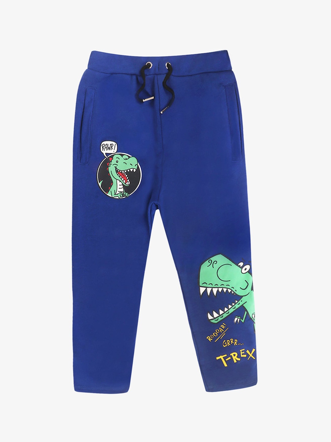 

Lazy Shark Boys Blue & Green Graphic Printed Cotton Track Pants