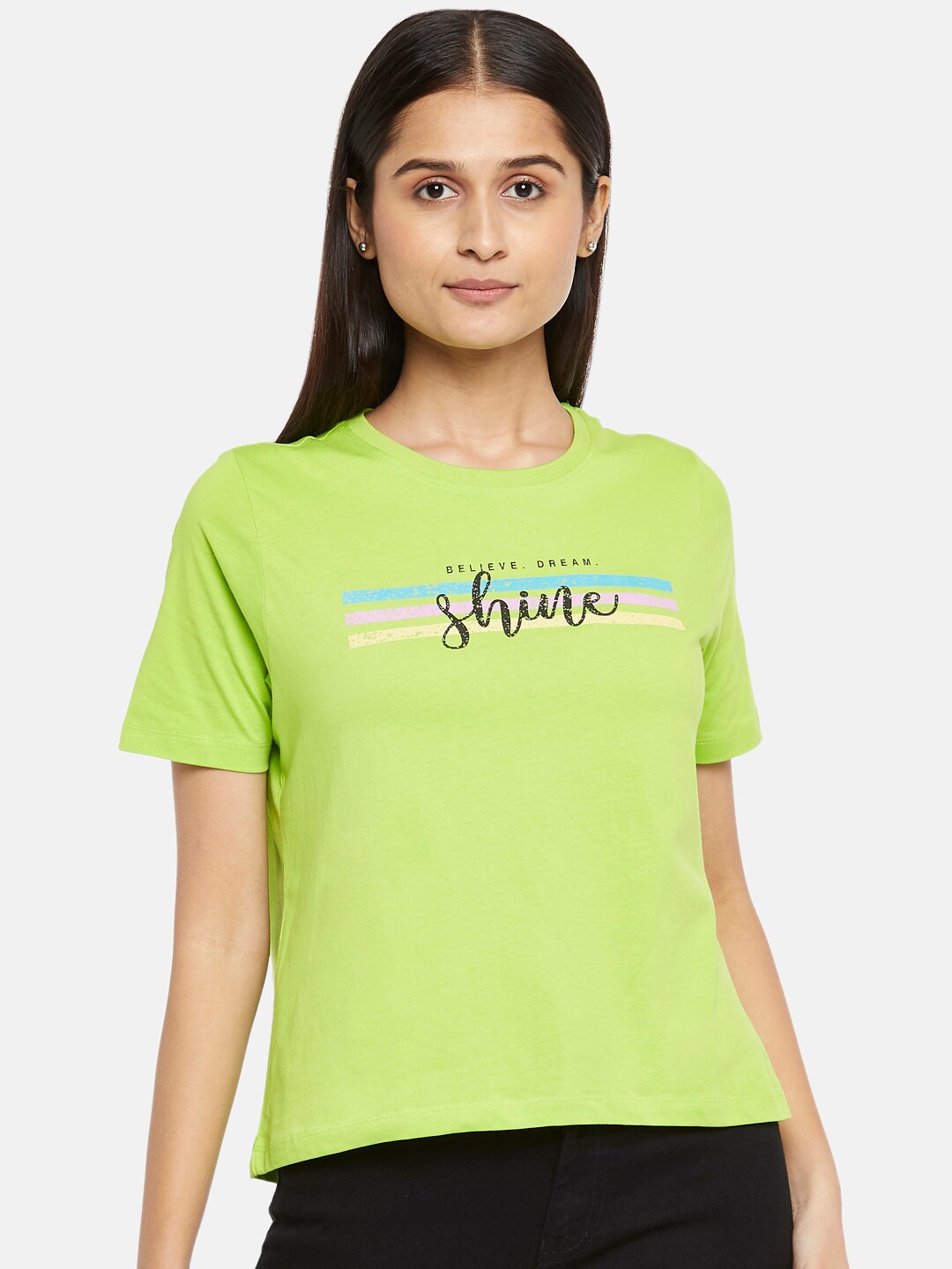 

People Women Green Printed Organic Cotton T-shirt