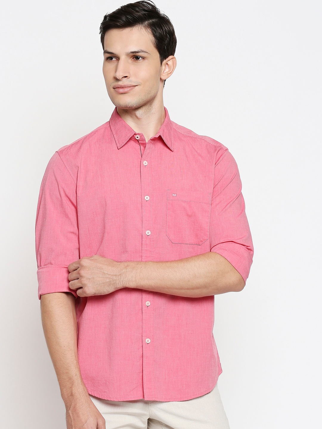 

Basics Men Pink Slim Fit Casual Shirt