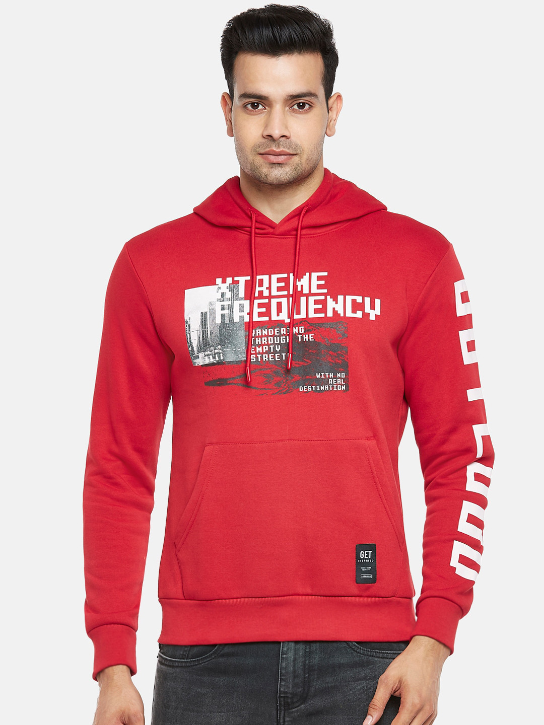 

People Men Red & white Printed Sweatshirt
