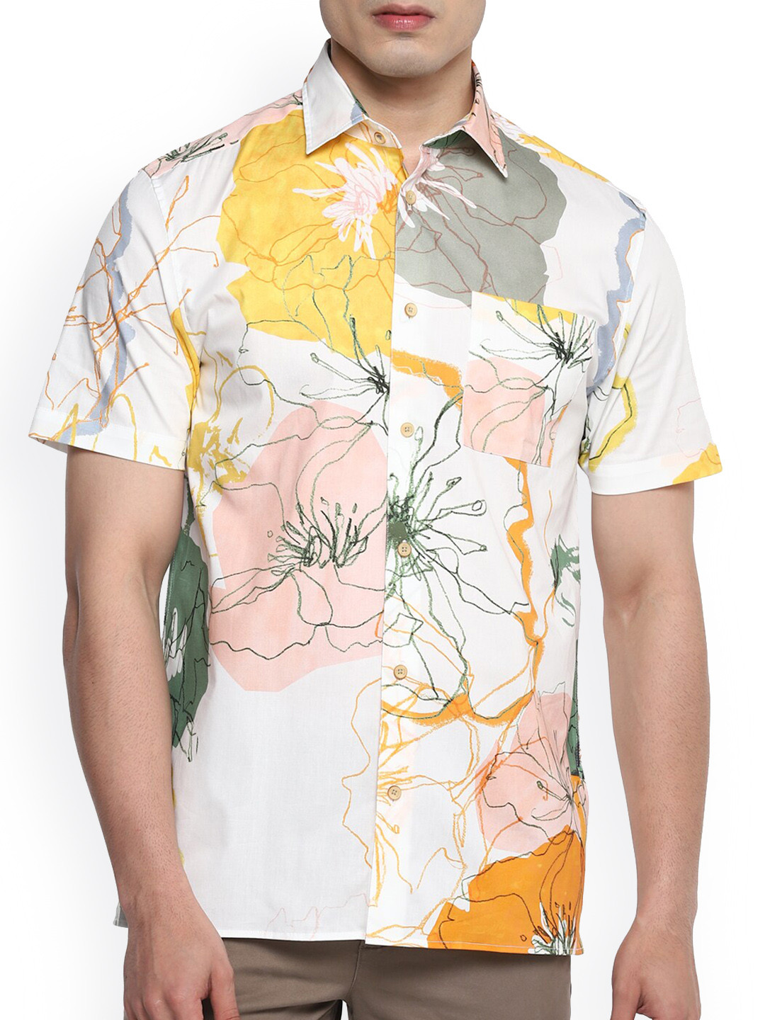 

Ted Baker Men White Floral Opaque Printed Casual Shirt