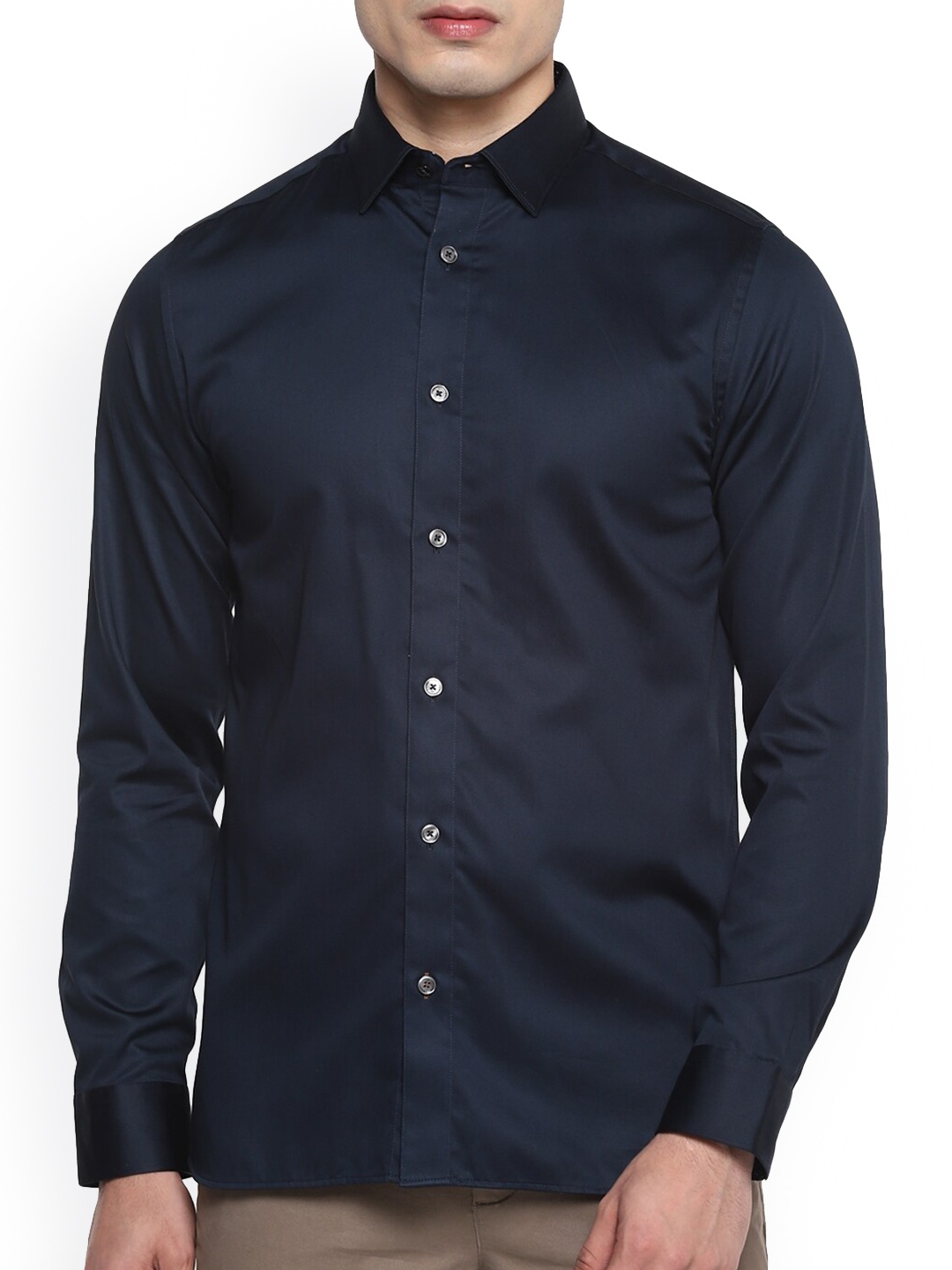 

Ted Baker Men Navy Blue Opaque Casual Shirt