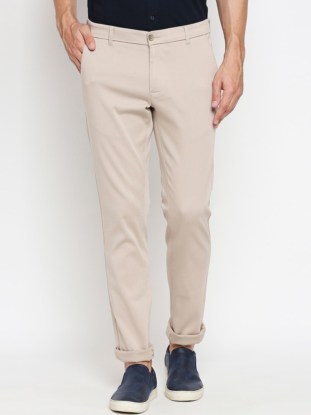 

Basics Men Beige Tapered Fit Trousers