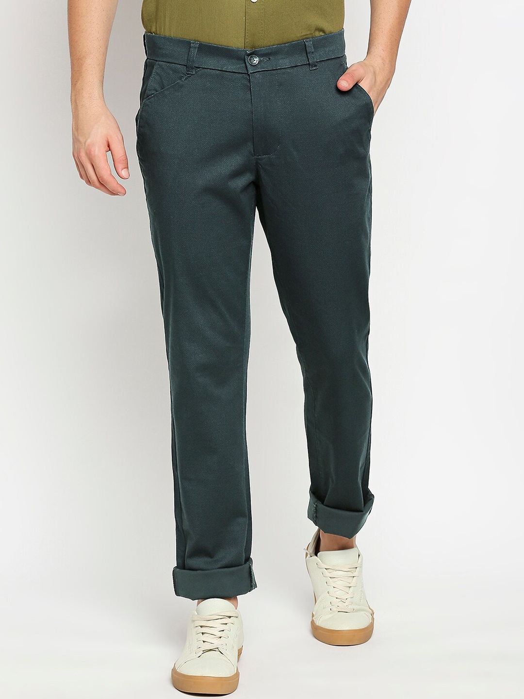 

Basics Men Green Tapered Fit Trousers