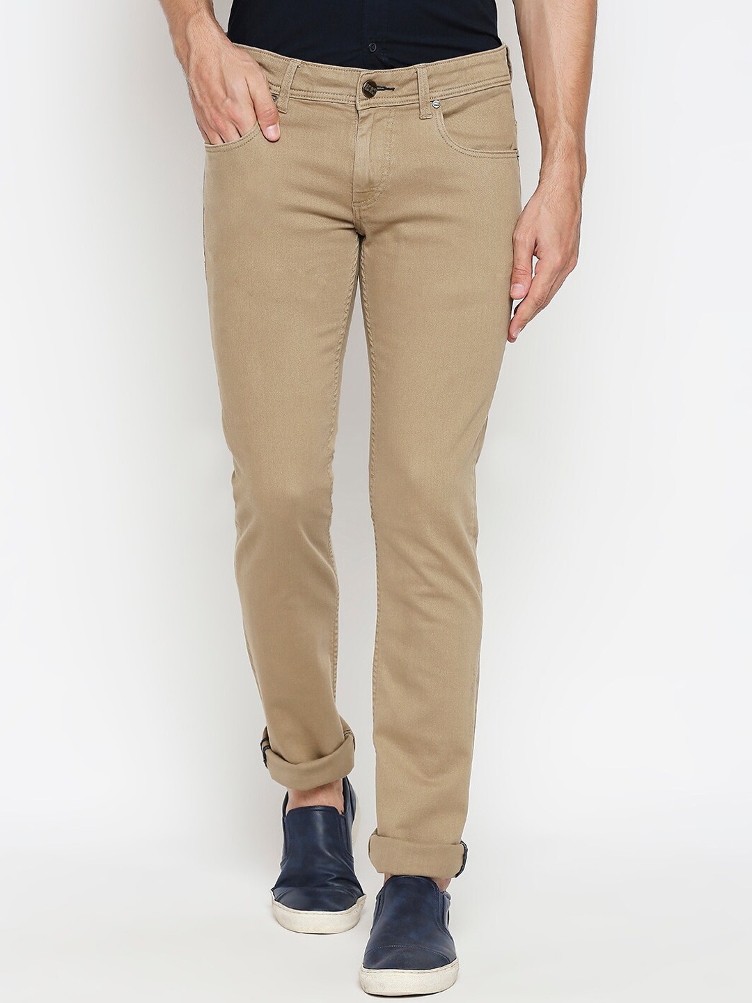 

Basics Men Khaki Solid Skinny Fit Stretchable Jeans