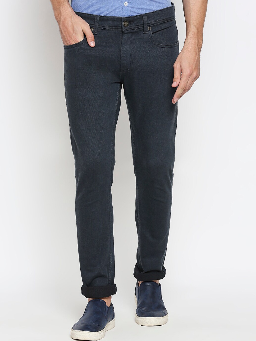 

Basics Men Navy Blue Super Skinny Fit Low-Rise Stretchable Jeans