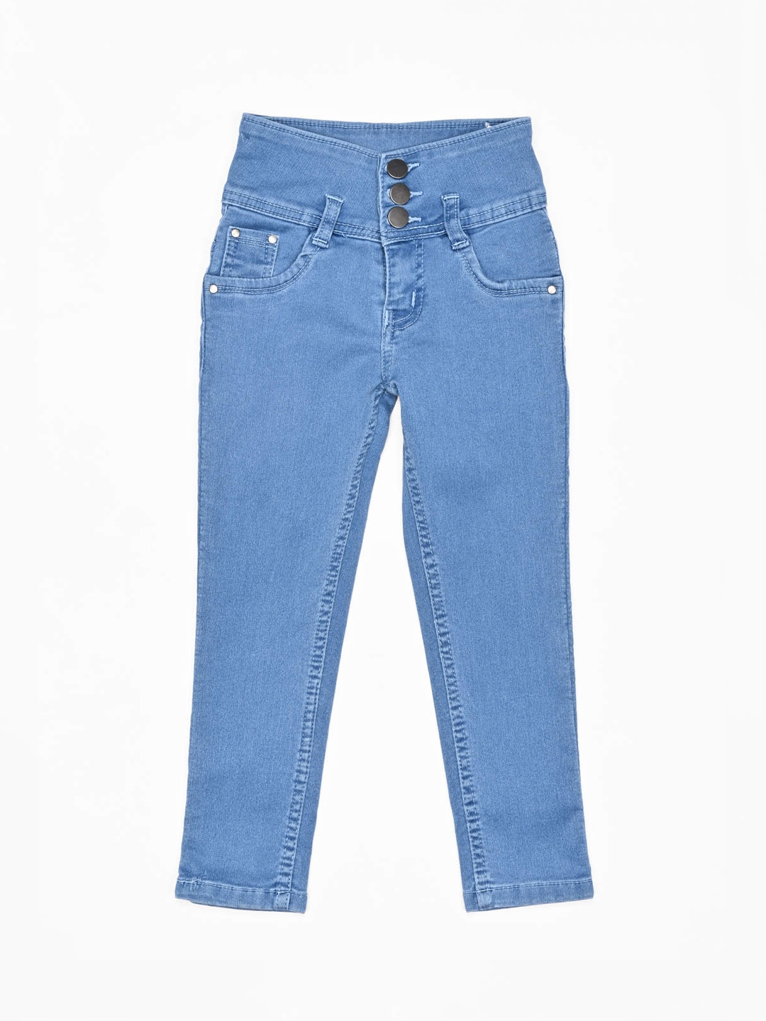 

ZOLA Girls Pure Denim Slim Fit High-Rise Jeans, Blue