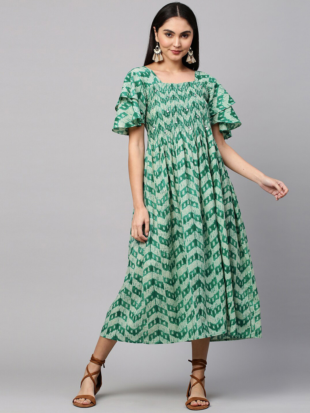 

FASHOR Sea Green A-Line Midi Dress