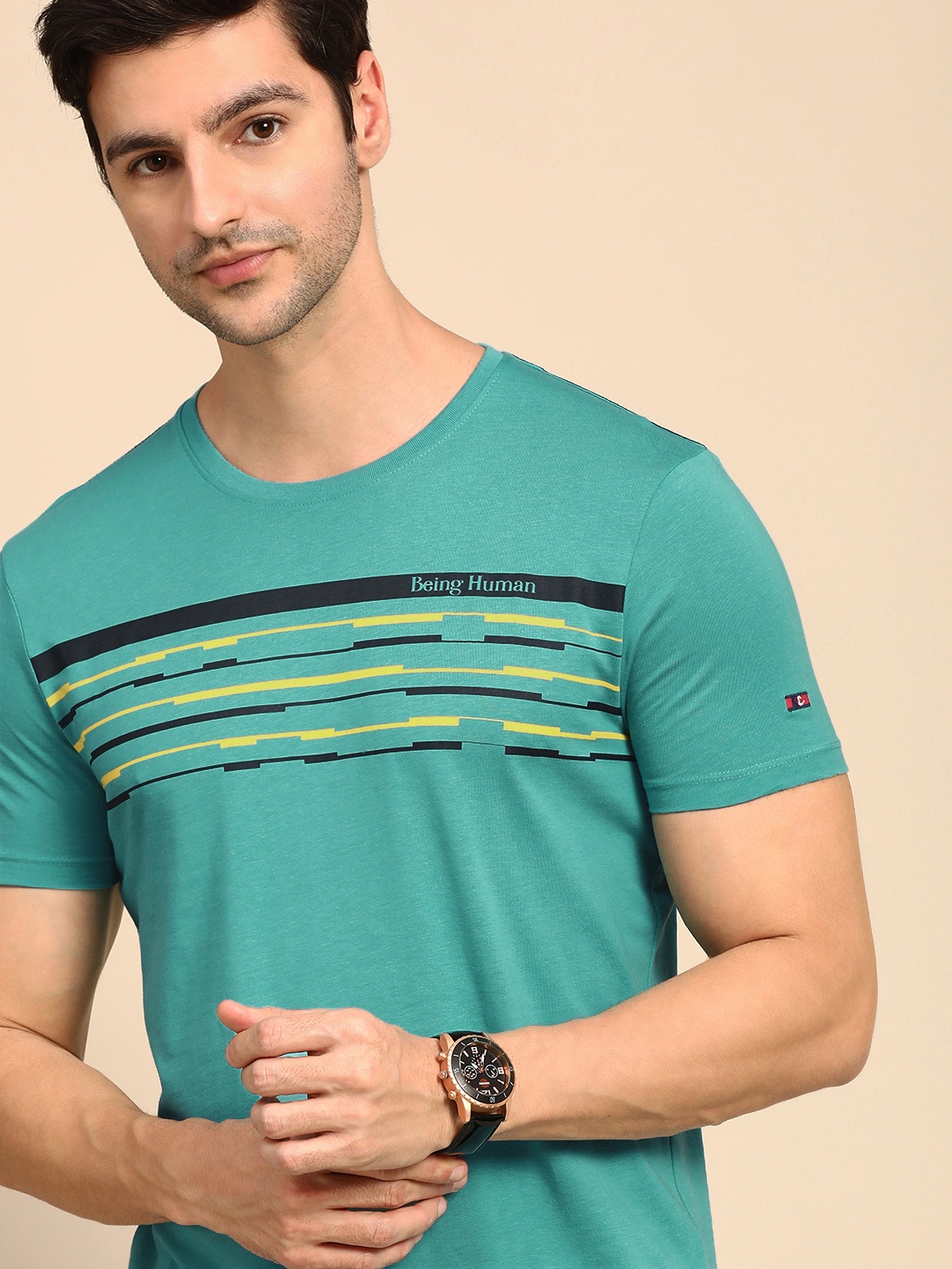 

Being Human Men Blue Striped T-shirt