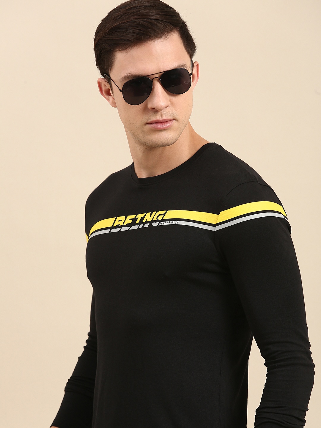 

Being Human Men Black Striped T-shirt