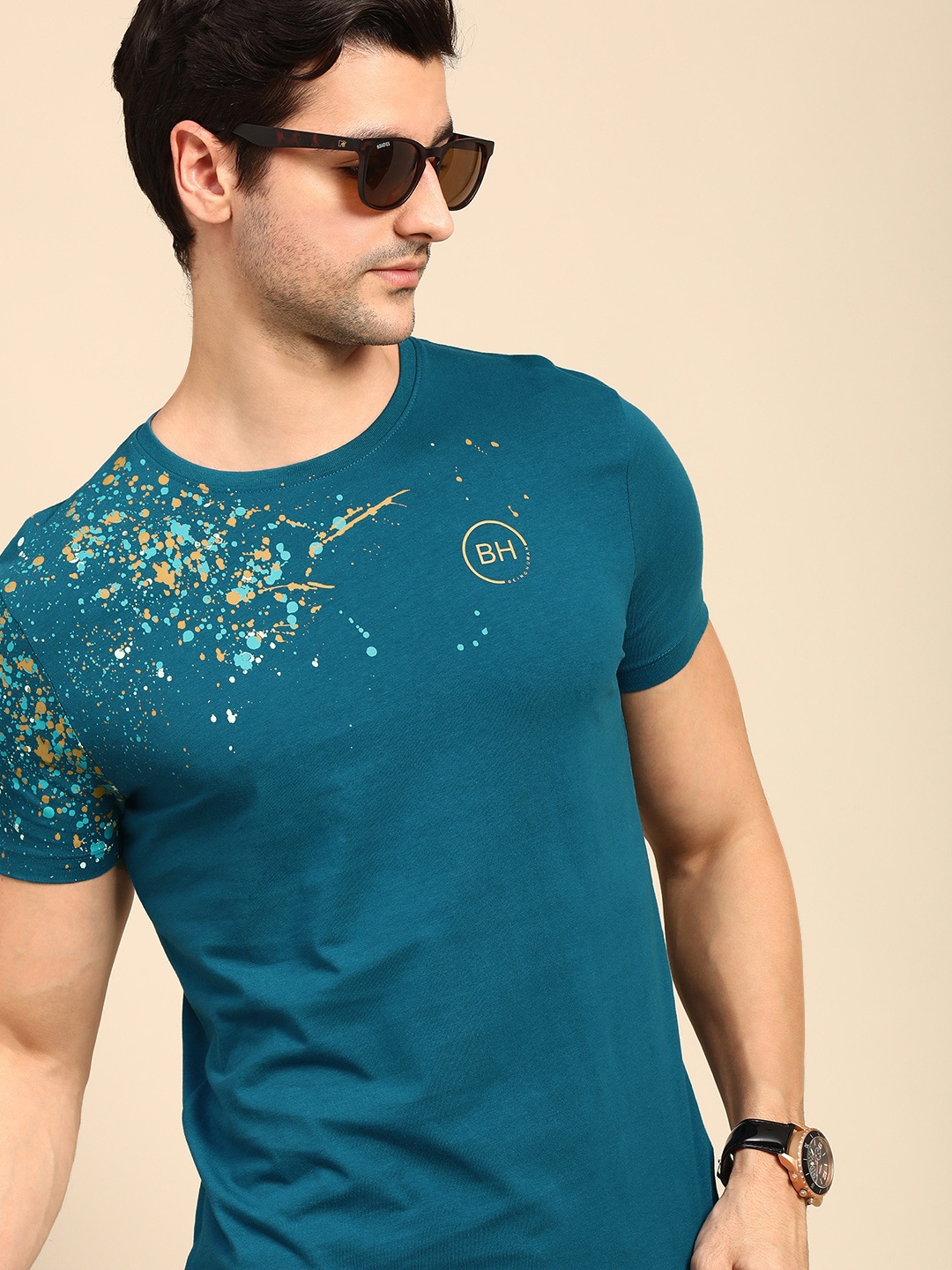 

Being Human Men Teal Blue Printed T-shirt