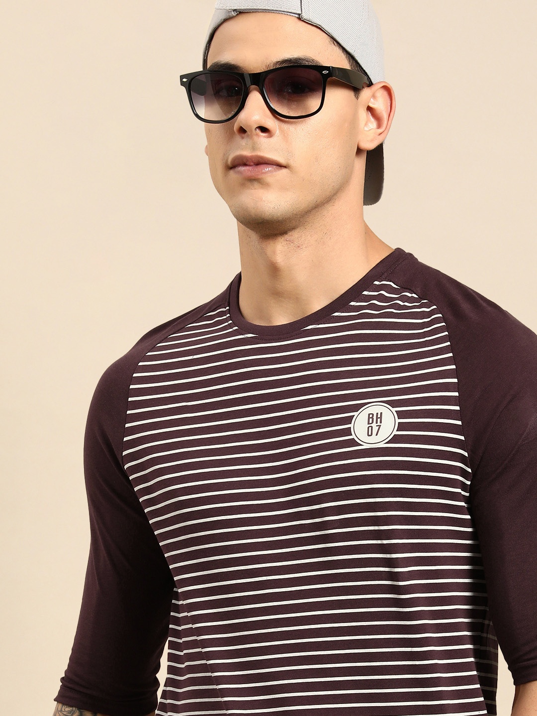 

Being Human Men Purple Striped T-shirt