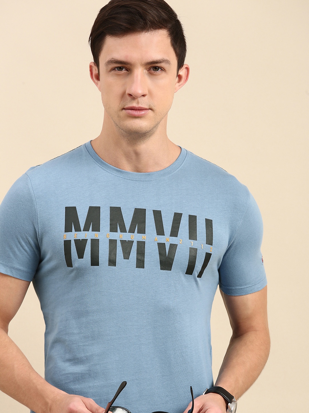 

Being Human Men Blue Typography Printed T-shirt