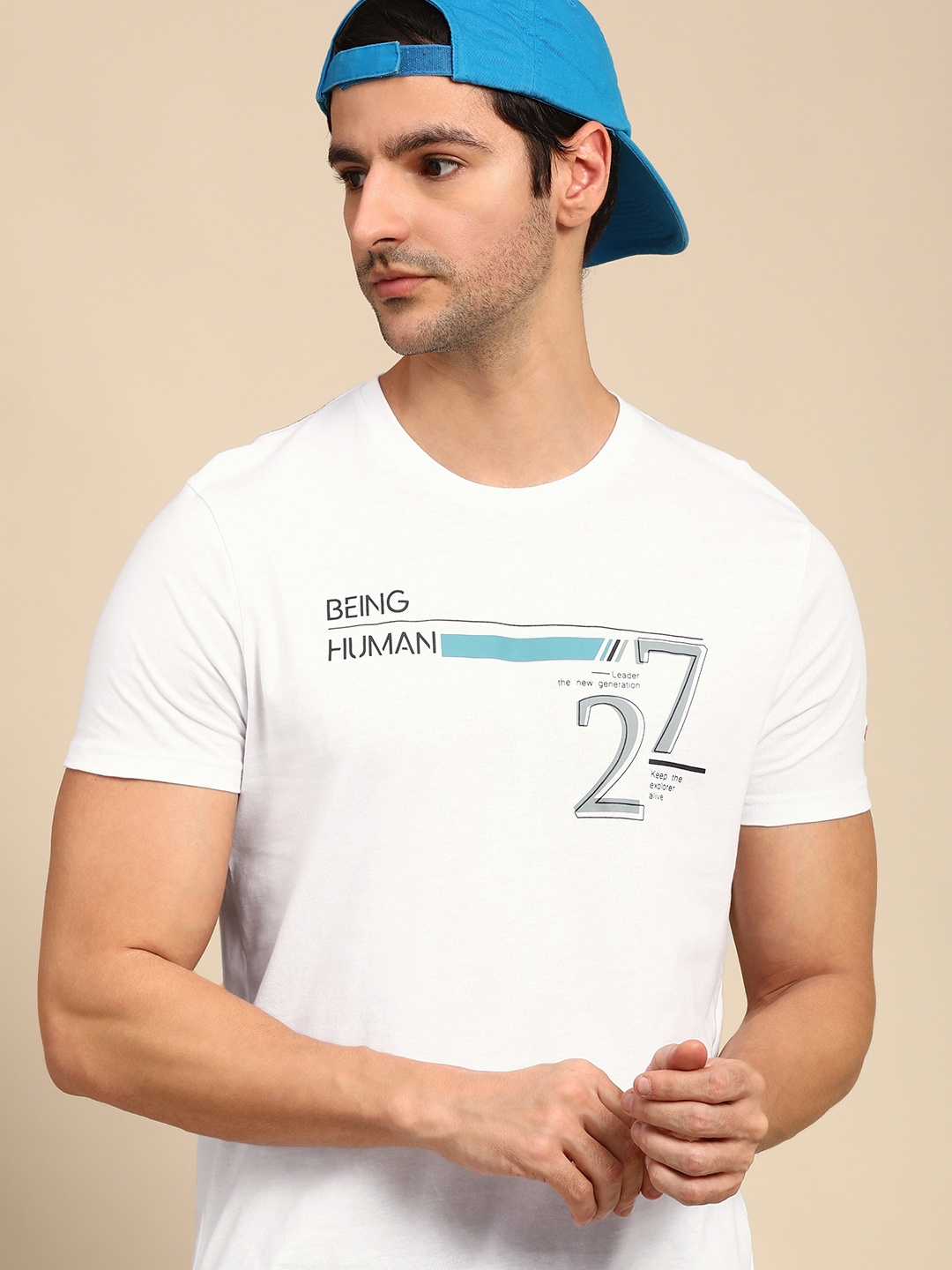 

Being Human Men White Typography Printed T-shirt