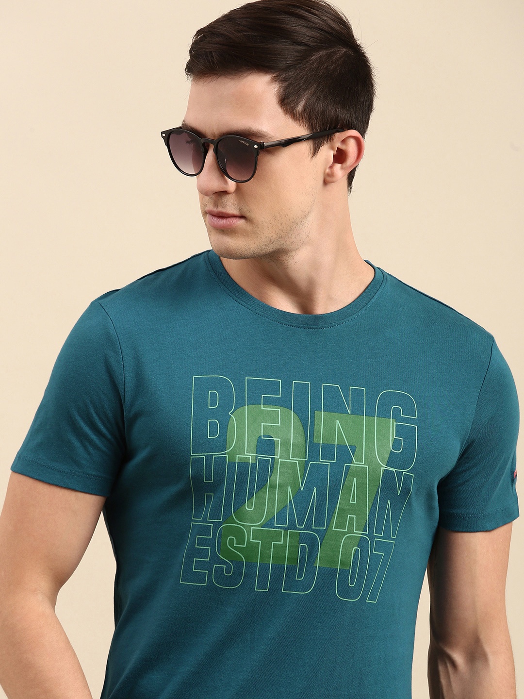 

Being Human Men Teal Blue Typography Printed T-shirt