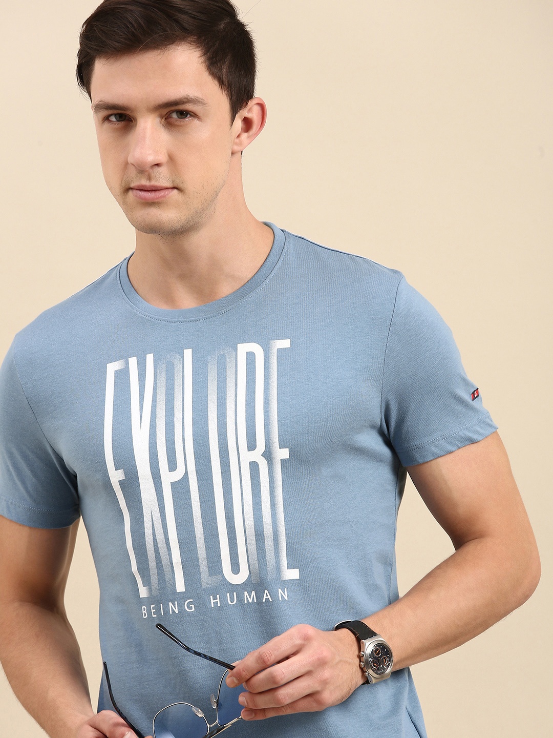 

Being Human Men Blue & White Typography Printed T-shirt