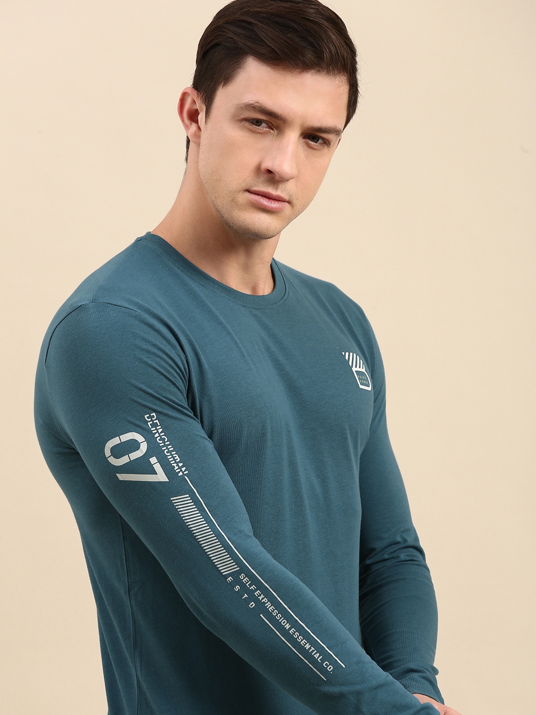 

Being Human Men Teal Green T-shirt with Printed Detailing