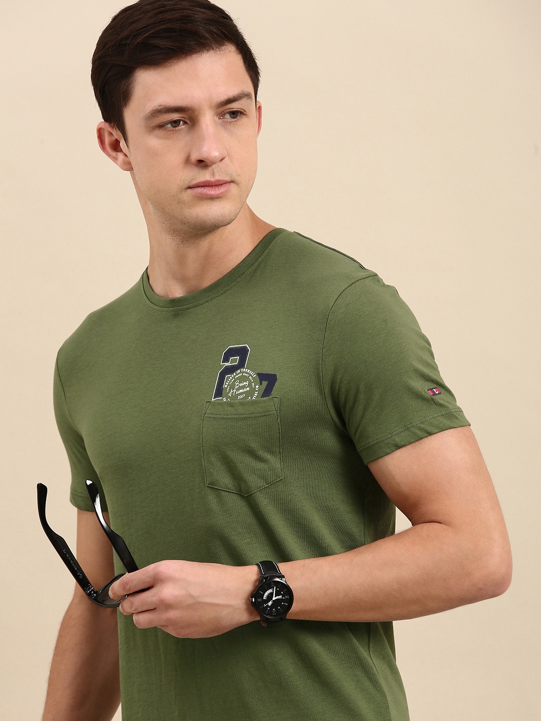 

Being Human Men Green Solid Round Neck T-shirt