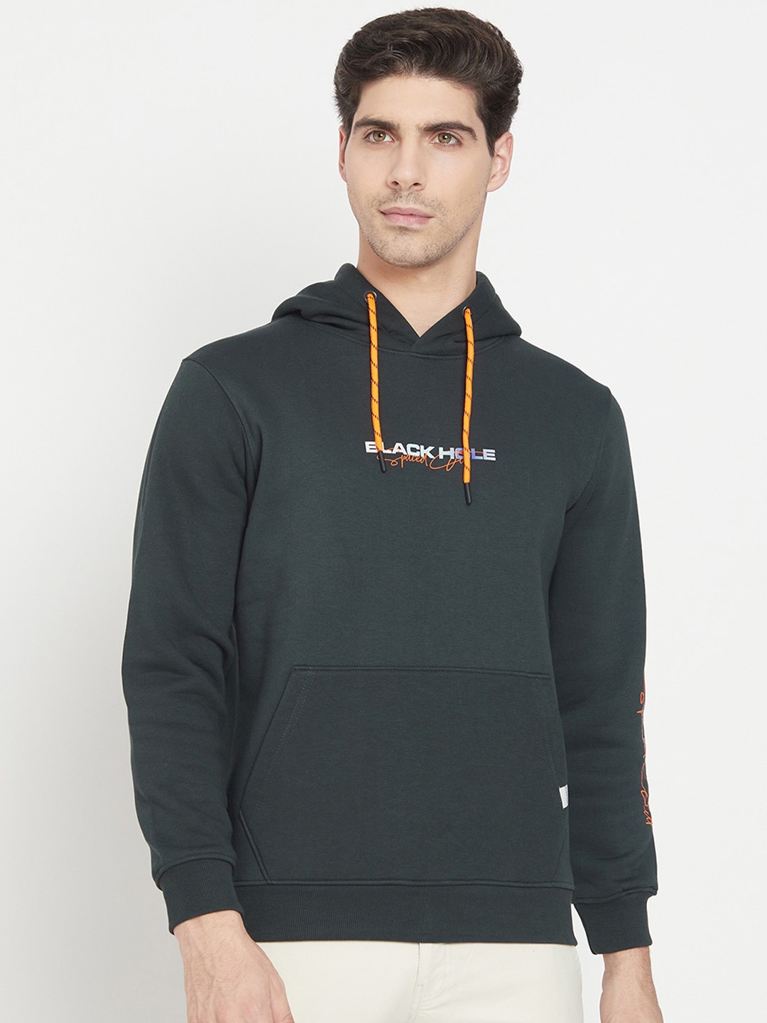 

Octave Men Green Hooded Sweatshirt