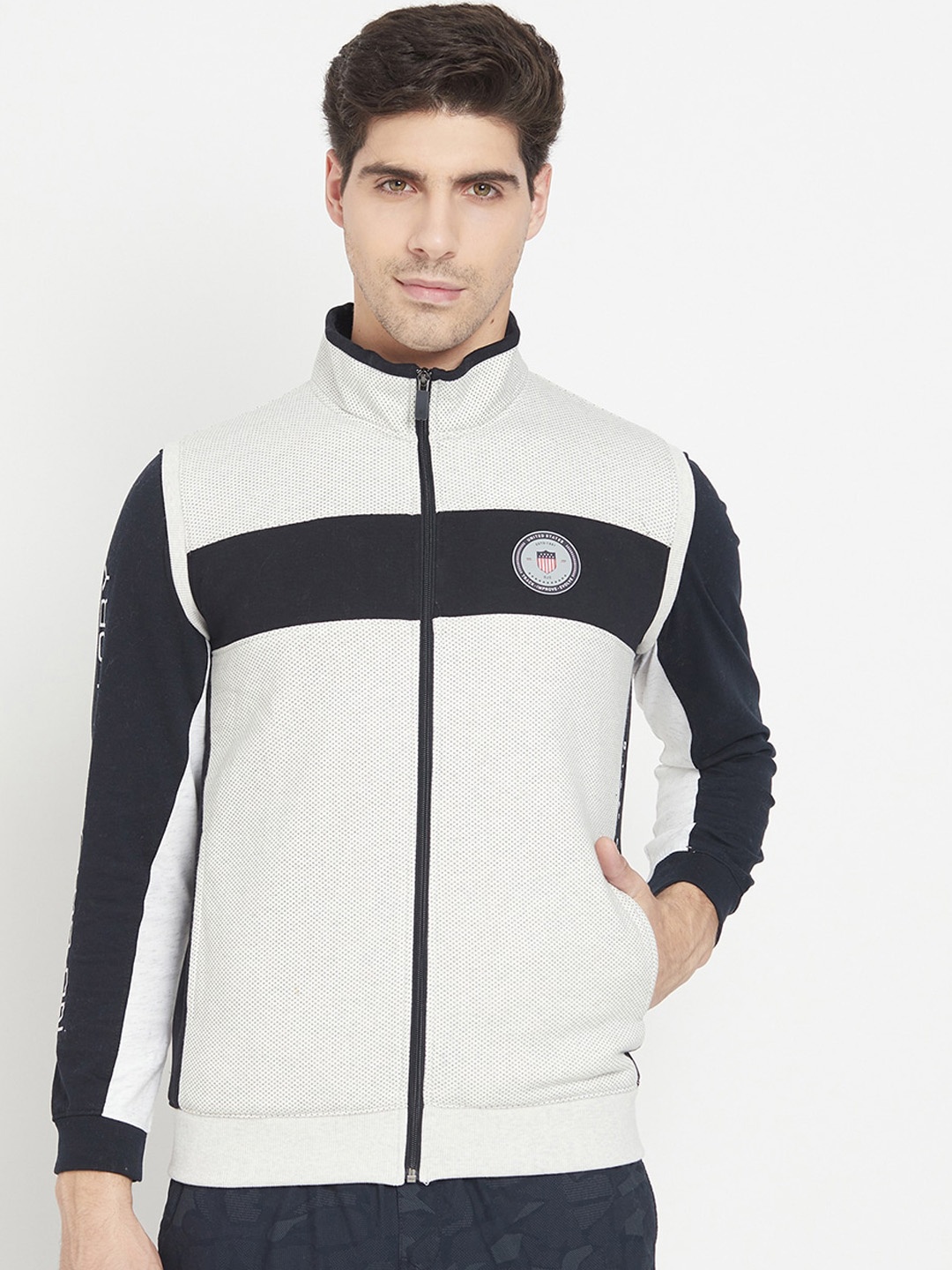 

Octave Men White Colourblocked Sweatshirt