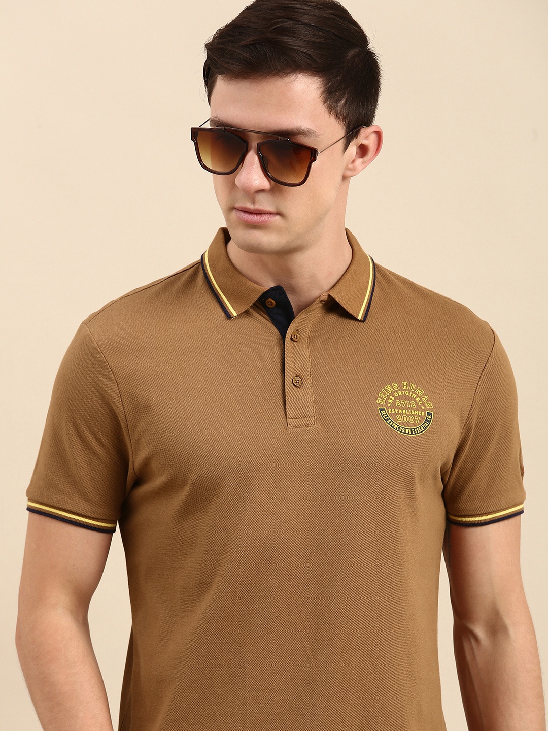 

Being Human Men Brown Polo Collar T-shirt
