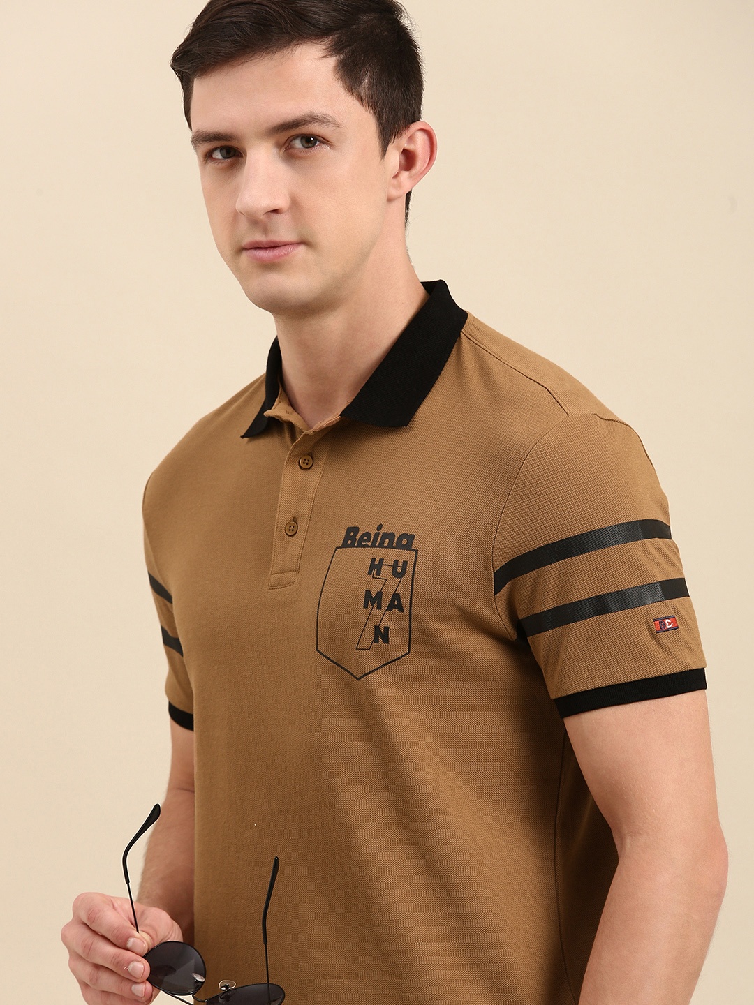 

Being Human Men Brown Typography Printed Polo Collar T-shirt