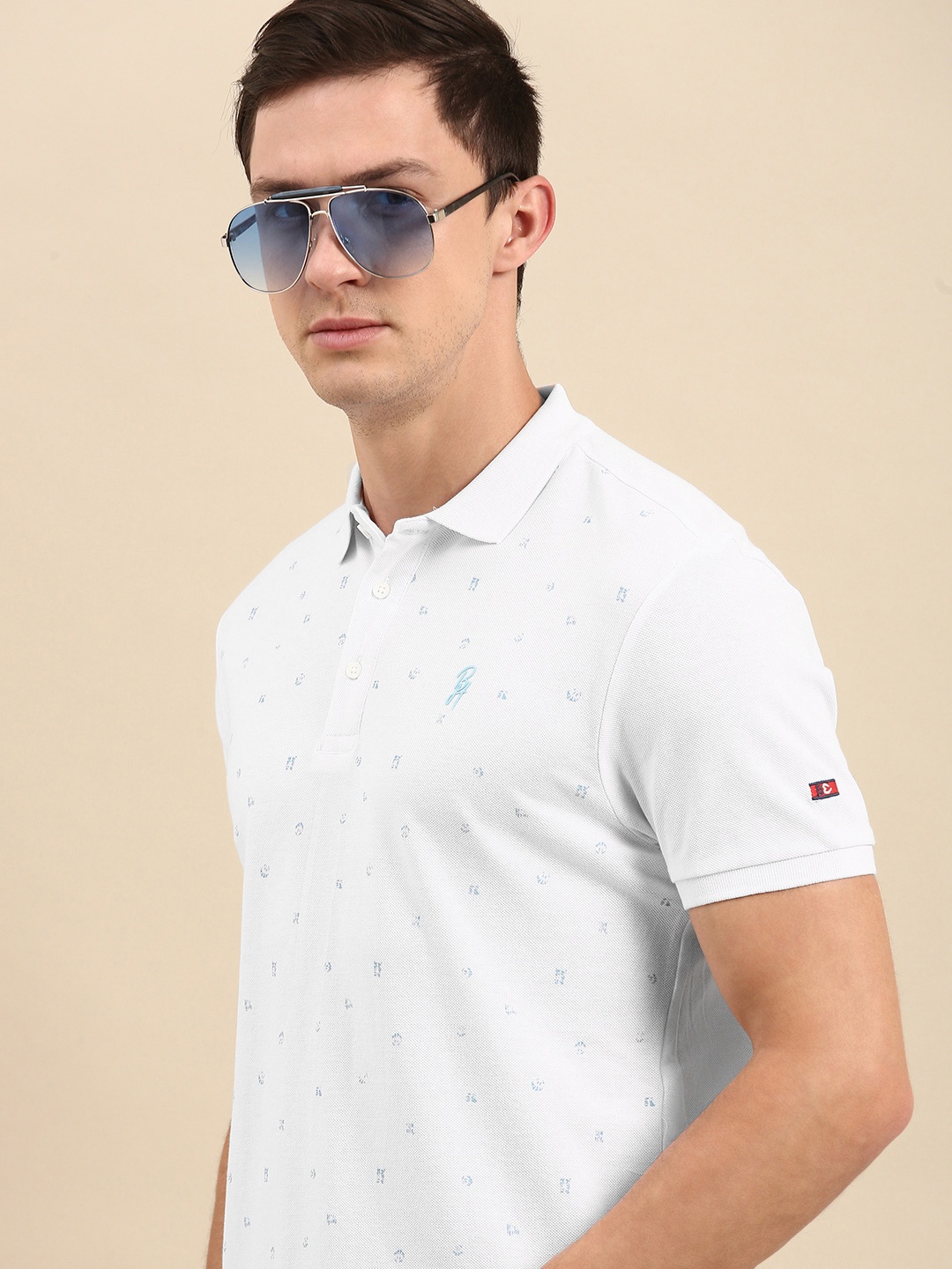 

Being Human Men White Polo Collar T-shirt