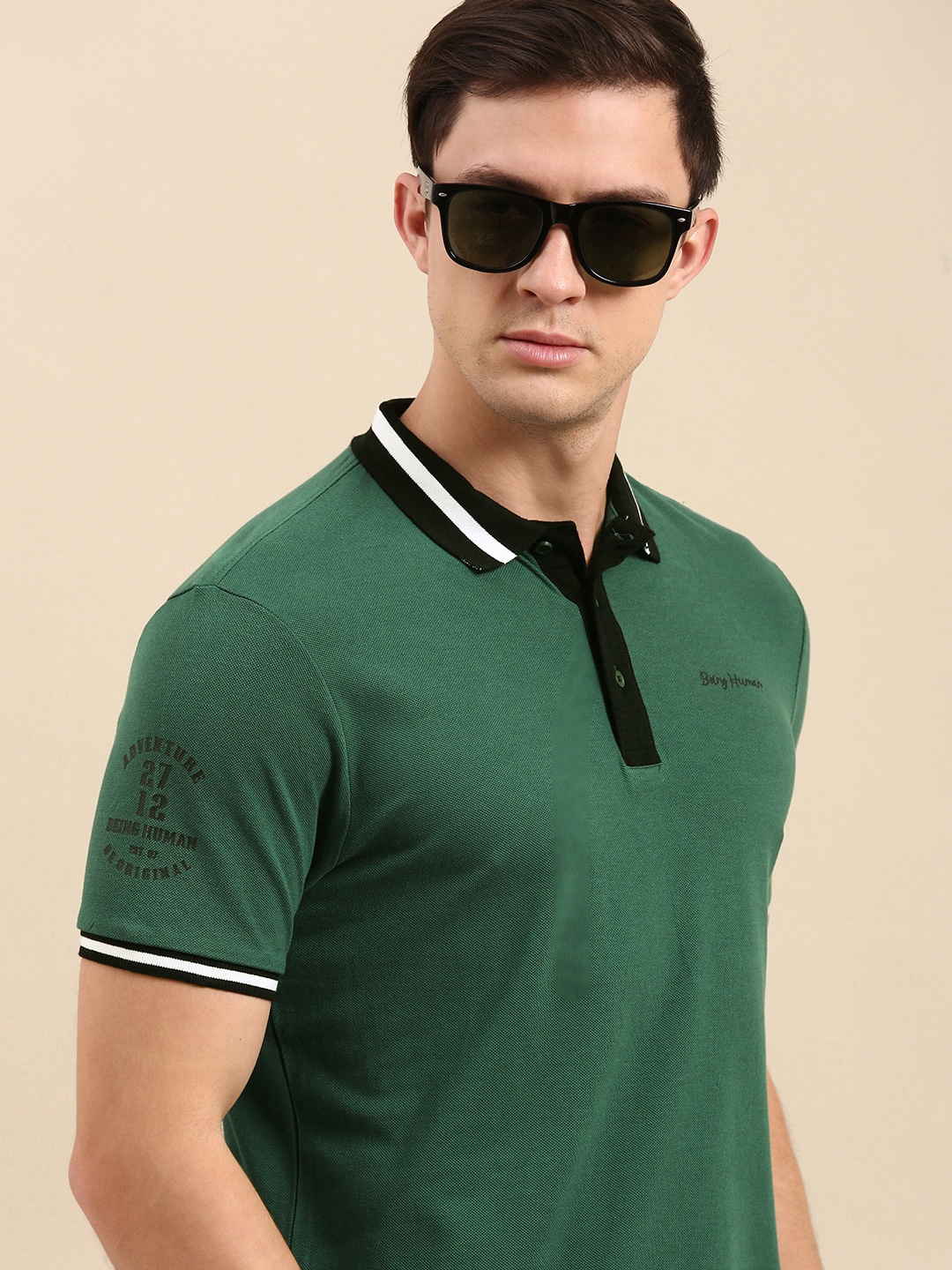 

Being Human Men Green Polo Collar T-shirt