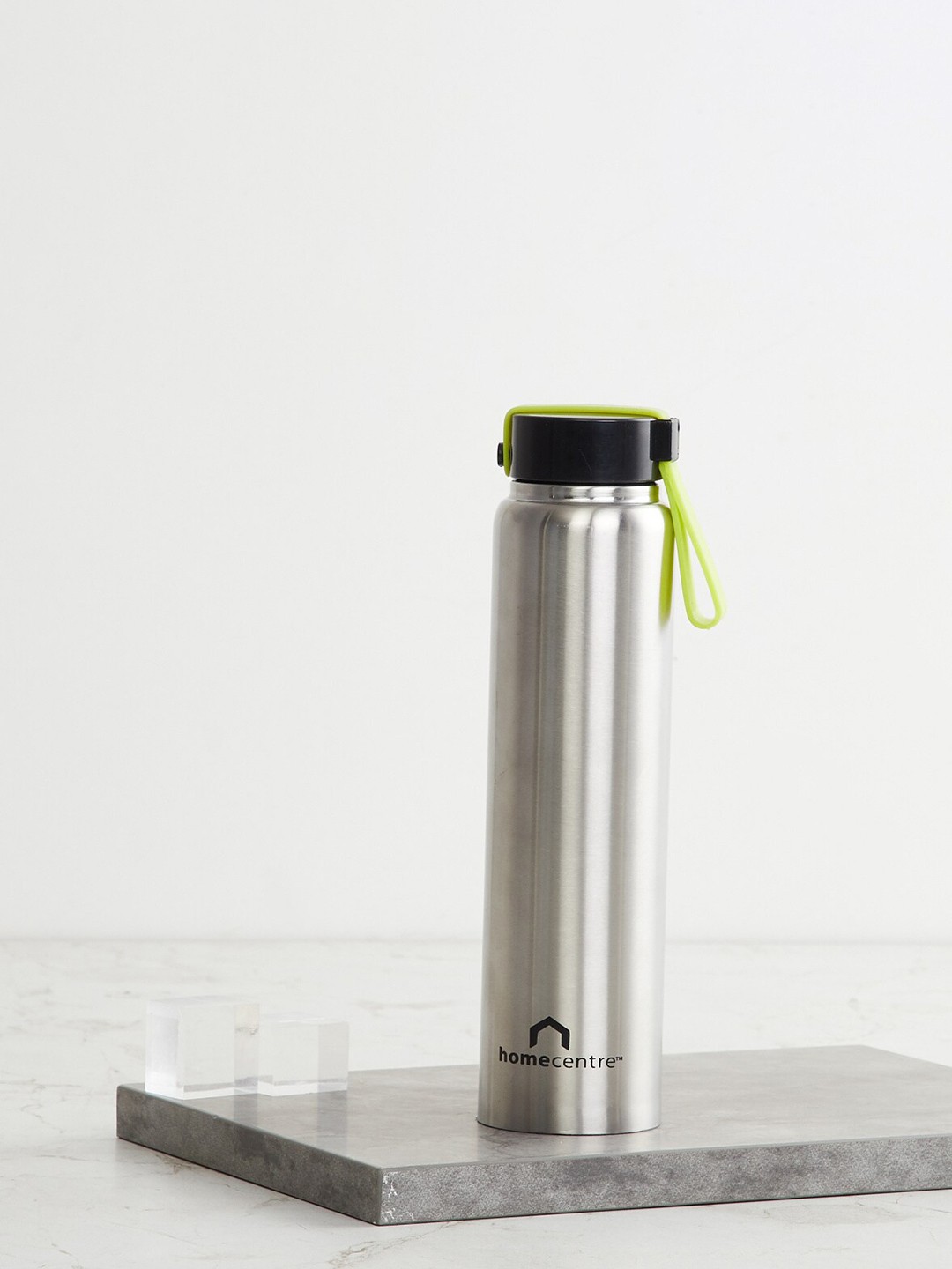

Home Centre Atlantis Silver Stainless Steel Water Bottle with Silicon Strap - 900 ml