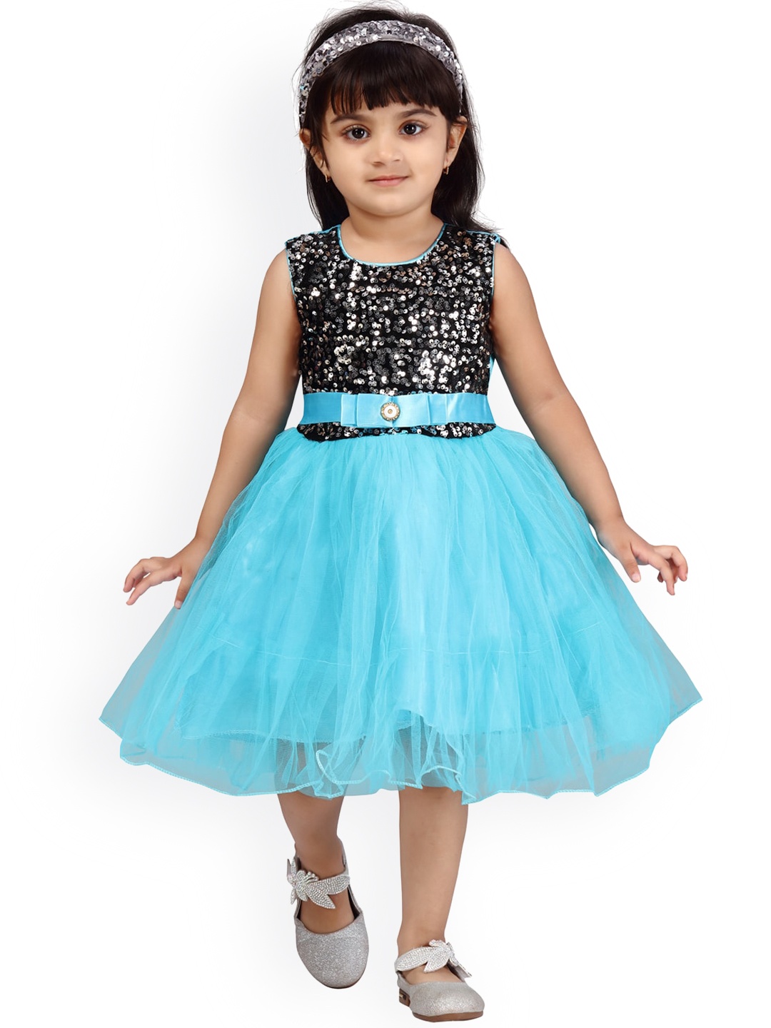 

Aarika Black & Blue Embellished Net Dress