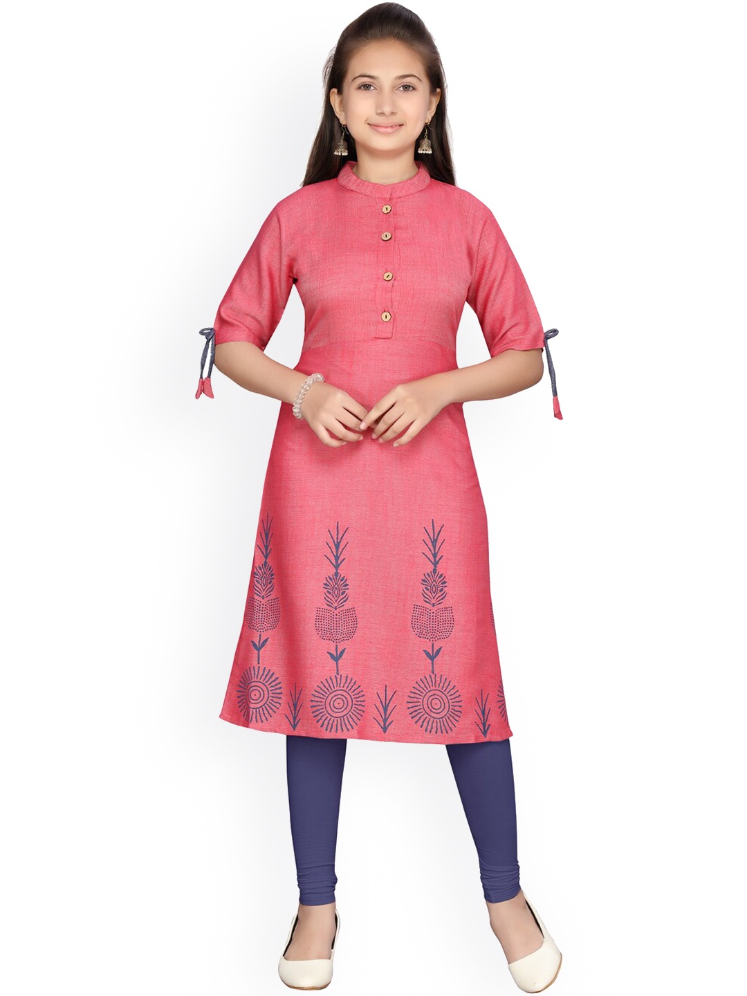 

Aarika Girls Pink Regular Pure Cotton Kurta with Trousers