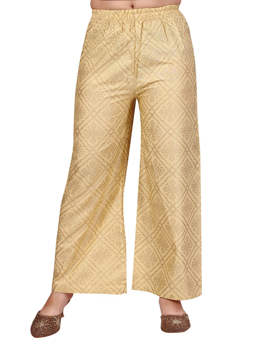 

Aarika Girls Beige Ethnic Motifs Printed Handloom Ethnic Palazzos